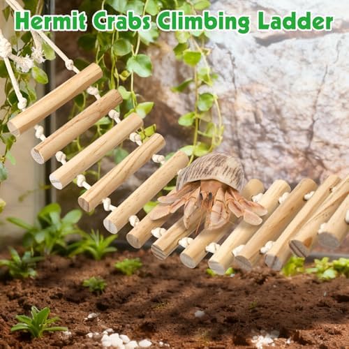 BNOSDM 2 PCS Reptile Bridge with Suction Cup Wooden Climbing Ladder 23.6in