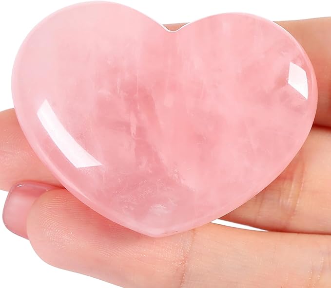 MAIBAOTA 45 mm Rose Quartz Crystals Valentine's Day Crystals Gifts for Her Women Large Heart Stone Healing Natural Reiki Gemstone Polished Heart Shaped Rocks Meditation