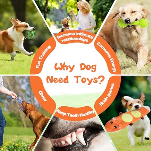 MRSOHRET 15 Pack Dog Toys, Dog Puzzle Toy Puppy Chew Toys for Teething, Dogs Essentials Toy Bundle with No Stuffing Squeaky Toy, Tough Ropes, Treat Ball for Small, Medium Large Dogs to Keep Them Busy