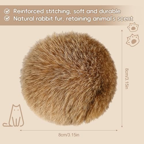 3 Pcs Rabbit Fur Catnip Balls for Cats, Interactive Pet Toys with Natural Catnip, in Large Furry Washable, for Hunting Instinct Play, Foster Emotional Connect, Pet Supplies for Indoor Cats