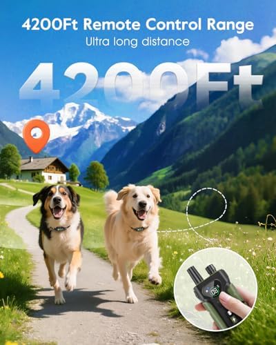SLOPEHILL Dog Shock Collar 2 Dogs (8-140Lbs),4200FT Dog Training Collar | IP68 Waterproof e Collar with Beep,Vibration,Safe Shock,Flash Light,No Shock Model,Shock Collar for Dogs with Remote,Green