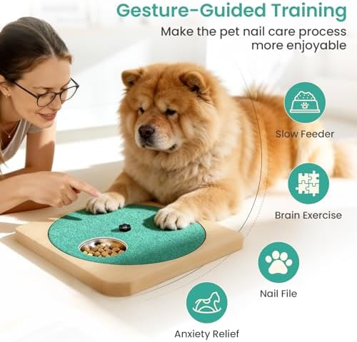 Dog Nail Scratch Board with Treat Box, 3-in-1 Wooden Dog Scratch Board for Nails, Adjustable Interactive Dog Nail File Toy for Stress-Free Grooming, Slow Feeder Puzzle Toy for Dogs
