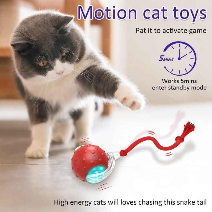 PetScope Interactive pet Toy Ball with Motion Sensor, Rechargeable, 3 Speed Modes, LED Lights, Bird Sound Effects, (Yellow)