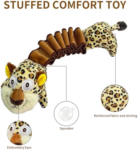 Plush Dog Toys - Squeaky Interactive Dog Toy for Large Breed with Elastic - Enriching Pet Enrichment and Puppy Toy- Tug of War Pet Toys (Leopard)…