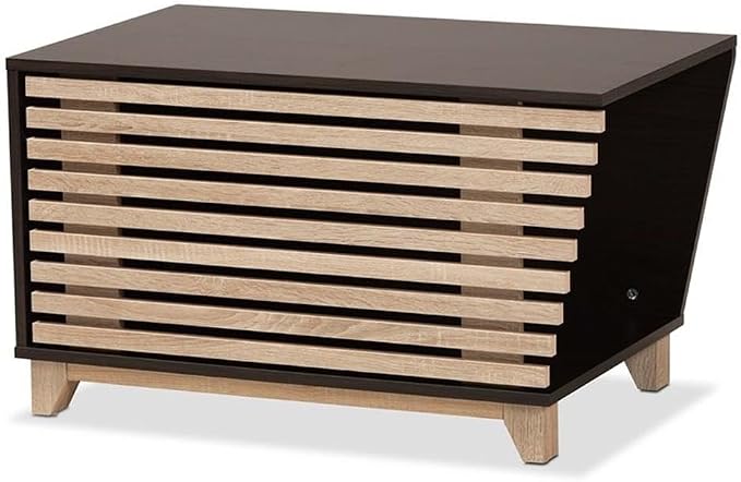 Baxton Studio Eckhart Modern and Contemporary Two-Tone Dark Brown and Oak Finished Wood Cat Litter Box Cover House