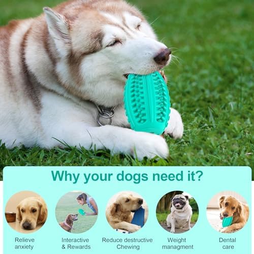 Squeaky Dog Balls for Aggressive Chewers, Indestructible Squeaky Toys for Large Dogs, Treat Dispensing Toys Interactive, Treat Toy Ball, Super Chewer Toy Large Breed