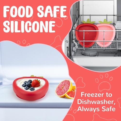 Freeze Dog Lick Bowl, Animire Non-Slip Slow Feeder Lick Mat for Dogs, Silicone Dog Enrichment Bowl for Distraction Anxiety Relief Boredom, BPA Free, Dishwasher Safe(Red,S)