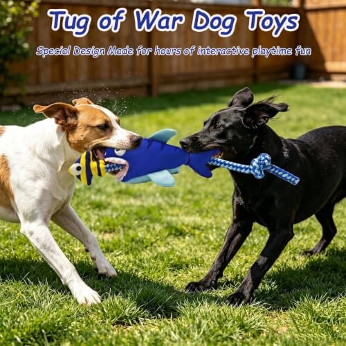 Durable Squeaky Plush Rope Dog Tug Toy for Large Aggressive Chewers