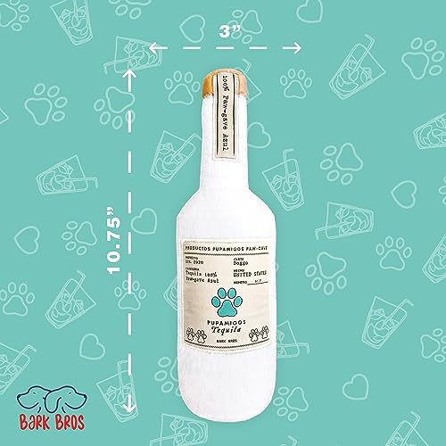 Bark Bros - Liquor Bottle Dog Toy - Plush Squeaky Dog Toys Funny Drink Parody - Alcohol Dog Toy - Dog Birthday Toy - Cute Dog Toys - Puppy Gifts - Puppy Stuff - Dog Stuff (Large, Pupamigos)