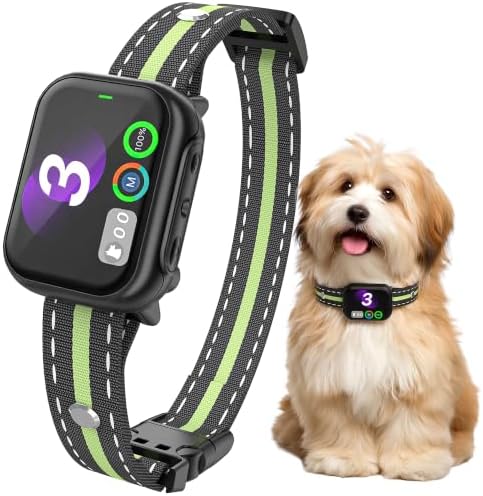 RPZ Automatic Dog Bark Collar for Small Medium Large Dogs 8-150 Lbs, Green | Rechargeable, bark count tracking, 4 training modes, 3 sensitivity levels, IP67 waterproof, beep, vibration and shock