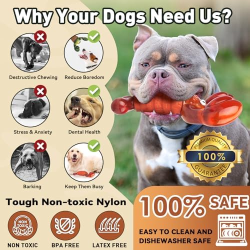 BIKIISEN Squeaky Dog Toys for Aggressive Chewers for Large Chew Toys