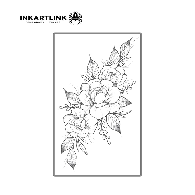 INKARTLINK Semi Permanent Tattoo, Temporary Tattoo, Beautiful and Realistic Design, Fun Tattoo Experience, Cruelty-free, Non-reflective, Waterproof (Flower 11)