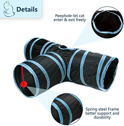 Cat Tunnel, Collapsible Tube with 1 Play Ball Kitty Toys, 3 Ways Cat Tunnels for Indoor Cats, Puppy, Kitty, Kitten, Rabbit