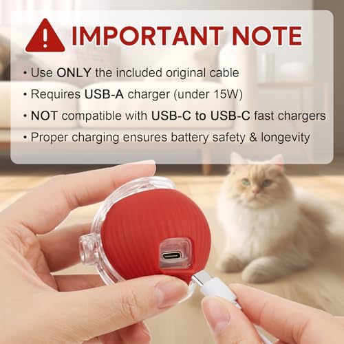 Interactive Dog & Cat Toy, Electric Automatic Rolling Moving Toys, Self Activated Play Smart Rolling Ball for Dogs & Cats, Chase Teaser Pet Ball for Bored Indoor Cats & Dogs