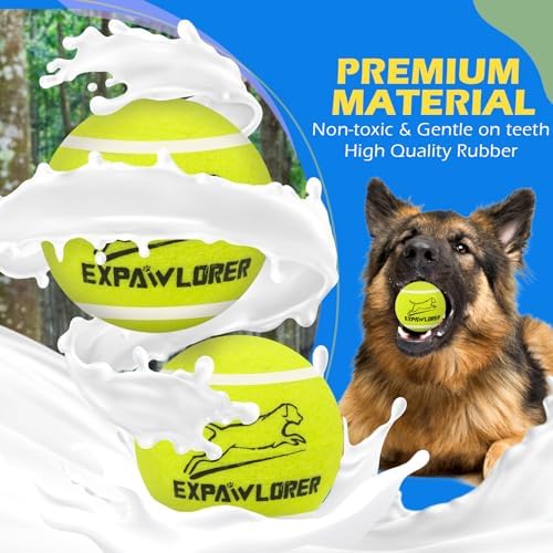 EXPAWLORER Squeaky Tennis Balls for Dogs-12 Pack High Elastic Dog Toy Balls