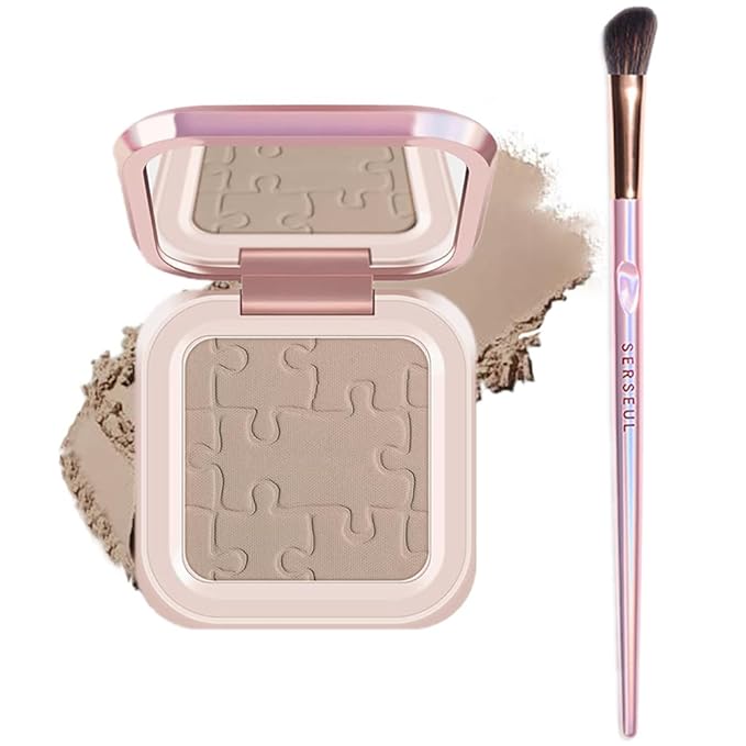 Mysense Single Contour Palette, Face Contour Kit with Mirror & Brush, Silky Smooth Contour Powder Makeup