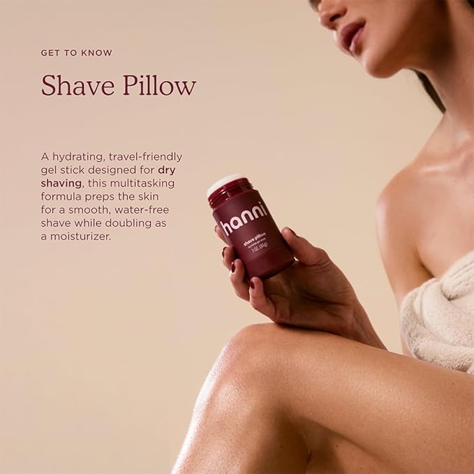 HANNI Shave Pillow, Shaving Gel for Women and Men, Hair Removal Products for Pubic, Body Hair or Legs, In-Shower/Waterless Razor, Travel Friendly Skin Care Moisturizer, Women's Grooming, 3 oz