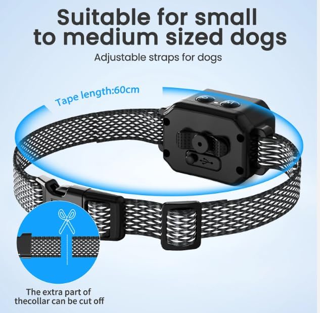 Hicks Ridge - Smart Bark Collar for Dogs - Adjustable Safe Effective Anti-Barking Training Collar – Beep Vibration No Shock 8 Adjustable Sensitivity - Waterproof Rechargeable – Small to Medium Dogs