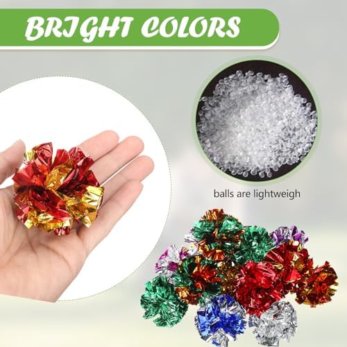 Silkfly 200 Pcs Polyester Film Crinkle Balls Cat Toys 2.36" Crinkle Ball