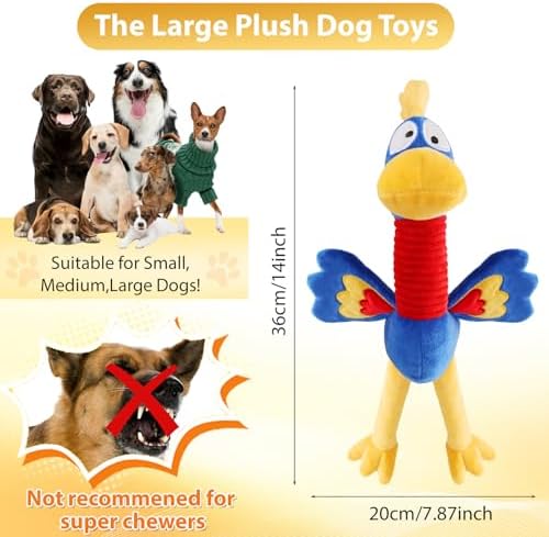 Letsmeet Pet Supplies Squeaky Dog Chew Toy with Soft Fabric Tough Interactive Tug of War Dog Toys to Keep Them Busy for Small,Medium,Large Breed