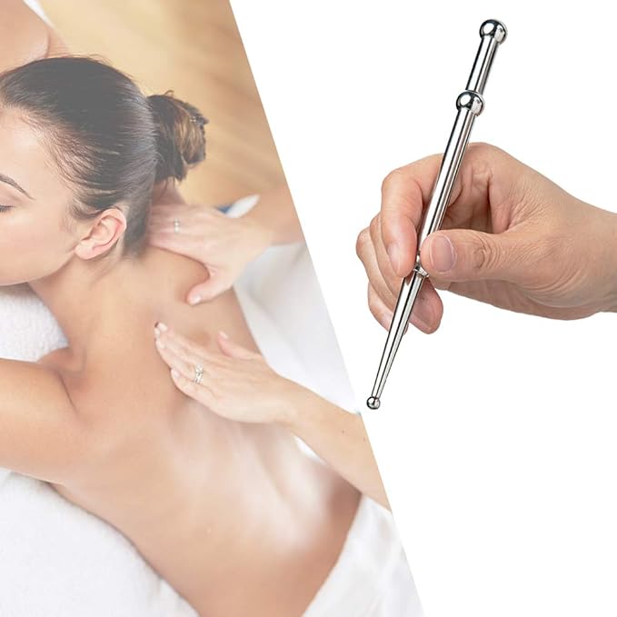 FeelFree Sport Stainless Steel Manual Acupressure Pen-Trigger Point Massage Tool-Reflexology Pressure Point Massager Tool for Relaxing Deep Tissue (A)
