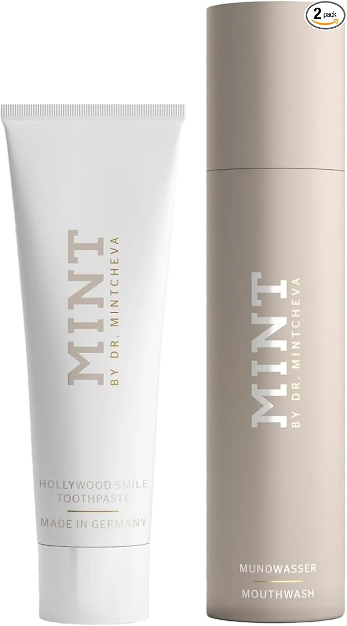 Mint Bright Smile Essential Set – Whitening Polishing Paste & Mouthwash – MPT1 Ultra Polish Technology with Perlite – Hydrogen Peroxide for Radiant Teeth – Vegan, Alcohol-Free, Microplastic-Free