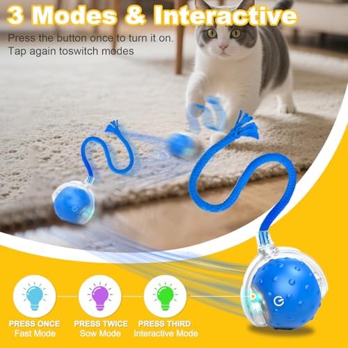 2Pcs Interactive Cat Toys with Bird Sounds for Indoor Cats ＆Small Dog Play