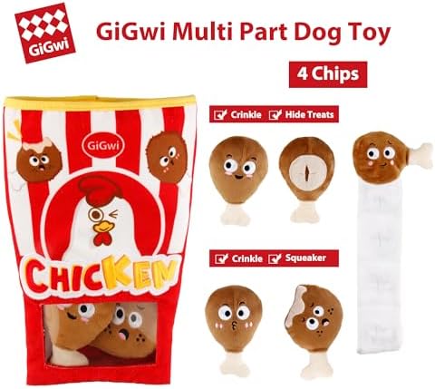 Gigwi Interactive Dog Puzzle Toys, Enrichment Snuffle Dog Toys for Boredom and Stimulating, 4 Packs Crinkle Dog Squeaky Toy for Small, Medium and Large Dogs