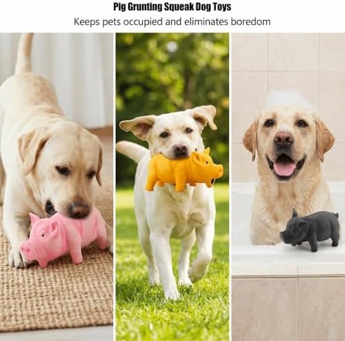 Dog Chew Toy Cute Pig Grunting Squeak Latex Pet Interactive Sound Dog Toy for Puppies for Playtime(Pink)