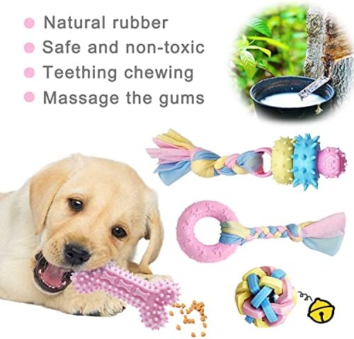 Puppy Teething Chew Toys for Small Dogs - Interactive Rope Toy, Balls, Ring, and Storage Basket (C)