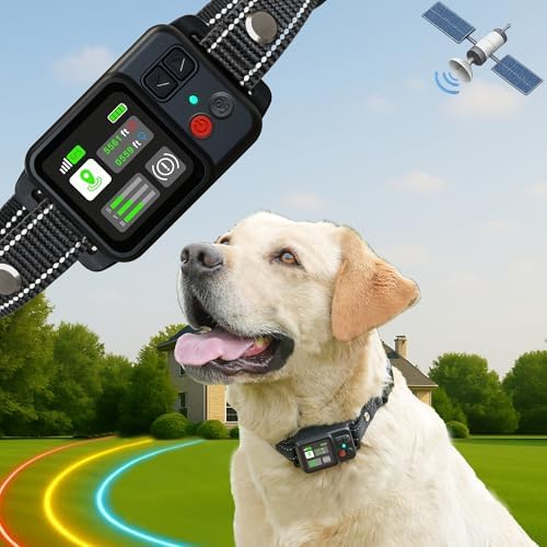 GPS Wireless Electric Dog Fence – Wireless Dog Fence System with Warning Beep & Auto Protection, Quick-Charge Waterproof Collar, 6561ft Range, 3 Training Modes