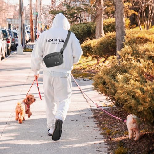 Runlight Dog Training Treat Pouch Fanny Pack,Dog Waist Belt,Dogs Walking Bag Crossbody with Poop Bags,Puppy Treat Bag Training Pouch (Black)
