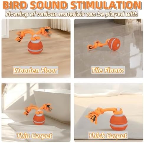 Interactive Dog Toys, Squeaky Dog Toys, Active Rolling Ball for Puppy and Medium Dogs, Squeaky, USB Rechargeable (Orange+Blue)
