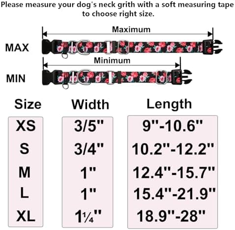 Martingale Collar for Dogs Floral Dog Collars for Small Medium Large Dogs with Buckle Adjustable Soft Nylon Dog Collar (Blue Pink Flower, Small)
