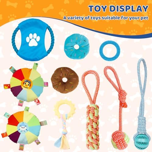 Large Puppy Play Gym & 10 Toys (Blue,33.5″ x 28.5″ x 19.6″‌)