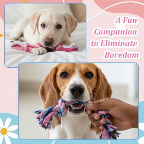 48 Pcs Dog Toys Bulk, 6.7-Inch Dog Rope Toy for Small Medium Dogs, Cotton Puppy Chew Rope for Teething, Tug of War, Dental Health, Interactive Ropes Toys for Dogs, Aggressive Chewers