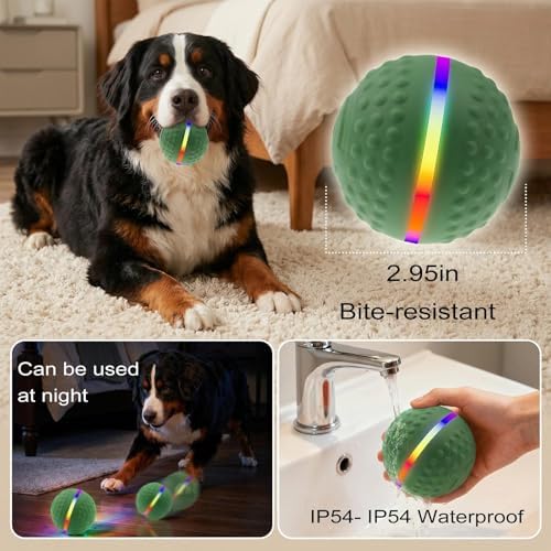 Smart Interactive Dog Toy,Smart Moving Bouncing Dogs Ball with RGB Lights, Automatic Moving, Bouncing, and Rotating,E-TPU Durable & Waterproof,for Small Medium Dogs Keep Them Busy