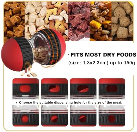 Interactive Dog & Cat Puzzle Feeder Toy, Adjustable Slow Feeding Treat Dispenser for Mental Stimulation, Enrichment Toy for Small to Medium Pets (Black-Red)