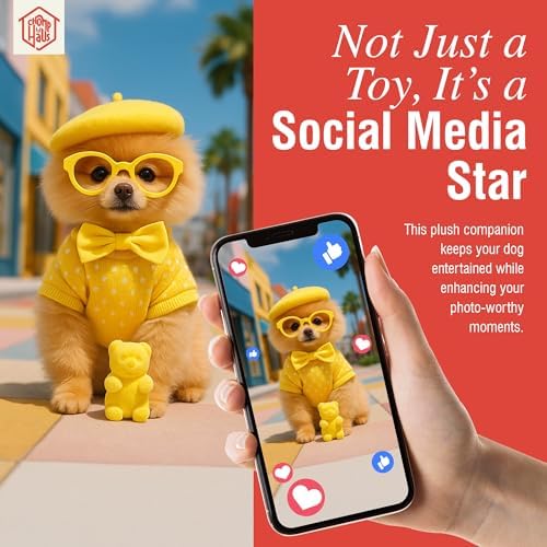 Gummy Bear – Luxurious Parody Plush Dog Toy with Squeaker, Premium Fabric, Embroidered Details, Designer-Inspired Chew Toy, Fun Gift for Small Dogs & Dog Lovers