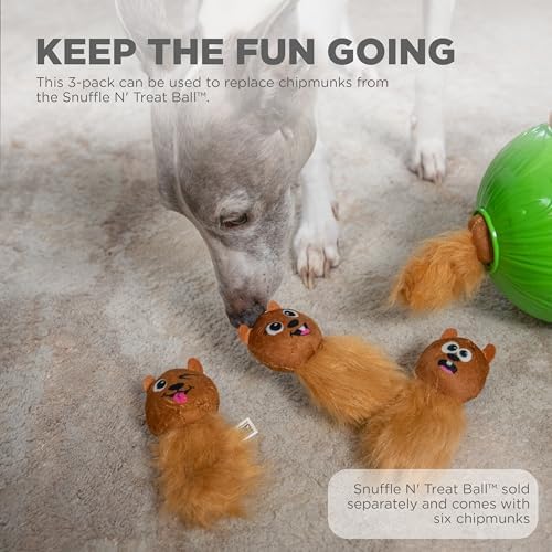 Outward Hound by Nina Ottosson Plush Replacement Chipmunk Toys for Snuffle N' Treat Dog Ball Puzzle - 3 Pack