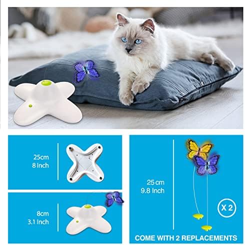 ALL FOR PAWS Interactive Cat Toy, Automatic Cat Toys with Butterfly for Indoor Cats, Electric Cat Teaser Wand Stimulating Kitty Toys Enrichment