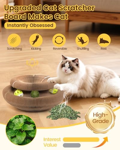2PCS Kitty Kurls Cat Scratcher Toy, Magic Organ Cardboard Cat Toy, S