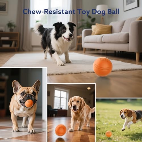 AIPERRO Interactive Dog Toys Ball, Smart Action Activated Rechargeable Pet Toy, TPU Material, IPX7 Waterproof Rating, Automatic Rotating/Bouncing/Moving, Suitable for Small/Medium Dogs-Orange