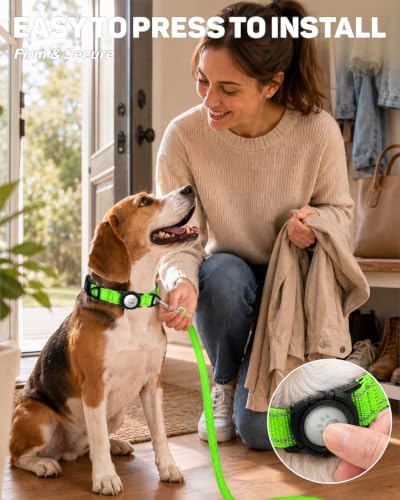 Padded Dog Collar with Waterproof Holder Compatible with Airtag