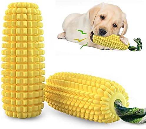 Squeaky Dog Chew Toy for Aggressive Chewers, Corn Teeth Cleaning