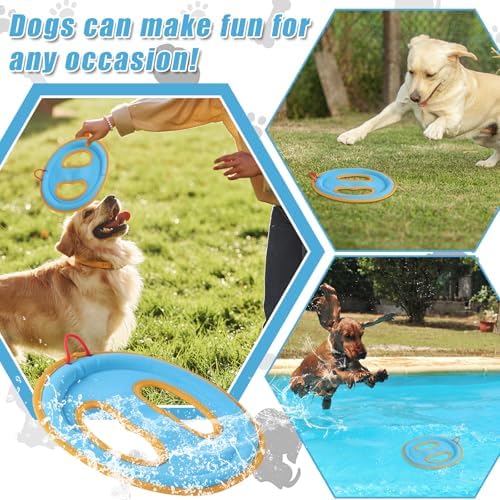 lasuroa Dog Flying Disc Toy, 9.25" Pet Water Floating Flyer with Soft Edges Gentle on Teeth Lightweight Outdoor Canvas Fetch Toy for Aggressive Chewers Medium to Large Dogs