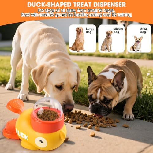 Dog Interactive Treat Dispenser, 2026 New Yellow Duck Cat Treat Dispenser, Interactive Dog Toys Food Puzzle Slow Feeder, Dog Food Slow Treat Feeding Dispenser for Small & Large Cats Dogs