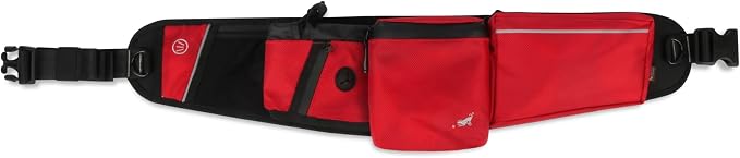 P.L.A.Y. Explorer Pack All-in-One Dog Walking Belt Bag with Zipper Pockets, Water Bottle Holder, Treat Pouch, Poop Bag Holder/Dispenser, Ball Pouch - Attaches to Leash for Hands-free Walking (Lava)