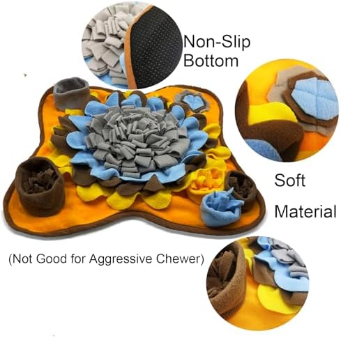 Dogs Snuffle Mat Pet Feeding Mats Puppy Sniffing Pad,Cat Doggies Interactive Puzzle Toys for Multiple Breeds Encourages Natural Foraging Skills,Training and Stress Release (Grey Brown)