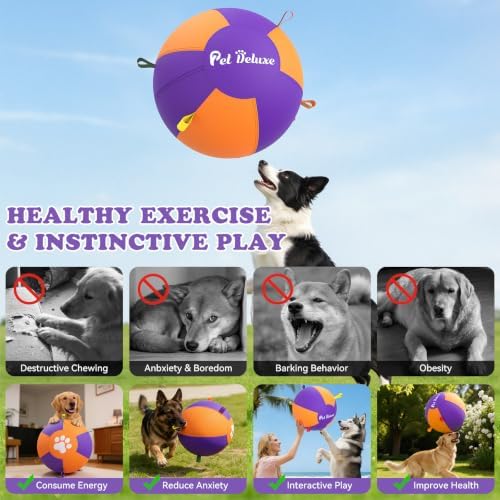 18" Herding Ball for Dogs, 2026 Upgraded Herding Ball with Heavy-Duty Cover & High-Output Pump – Interactive Dog Toy for Australian Shepherds, Border Collies & Herding Breeds, Outdoor Training & Play